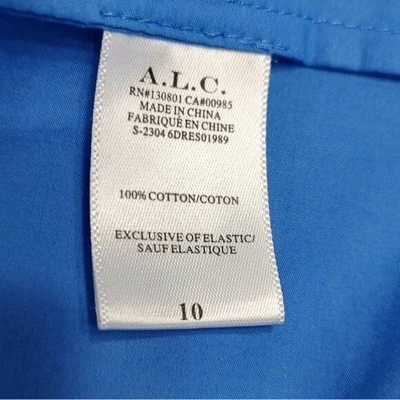 A.L.C Aubrey Dress 10 Blue Cut Out Twisted One Shoulder Cotton - Picture 13 of 15